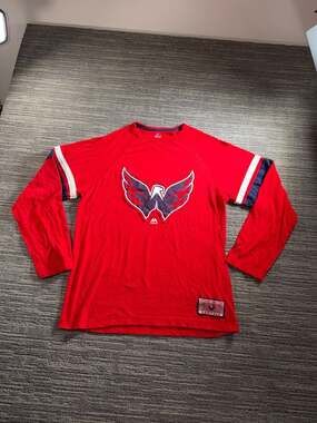 Majestic Washington Capitals Weagle Logo Long Sleeve Shirt Red Size Large
